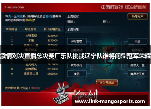激情对决直播总决赛广东队挑战辽宁队谁将问鼎冠军荣耀